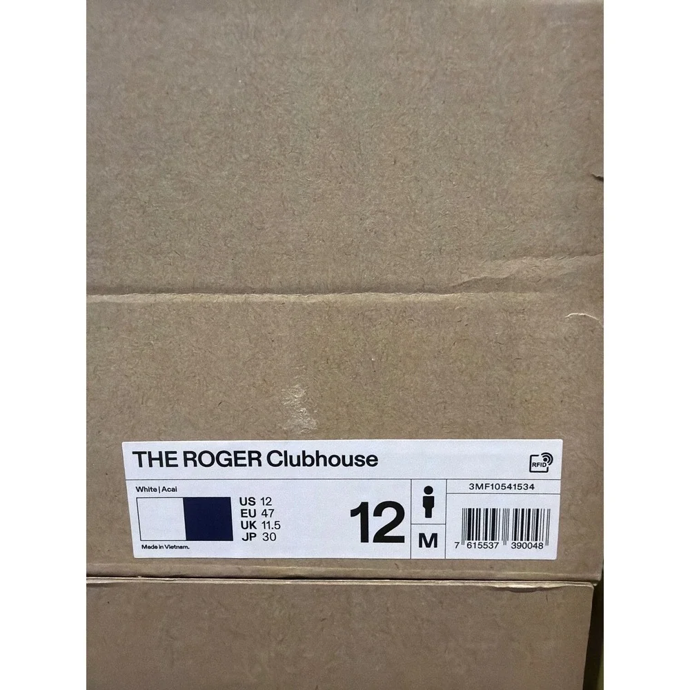 On Men's THE ROGER Clubhouse Shoes White Acai Size 12 New in Box No Lid